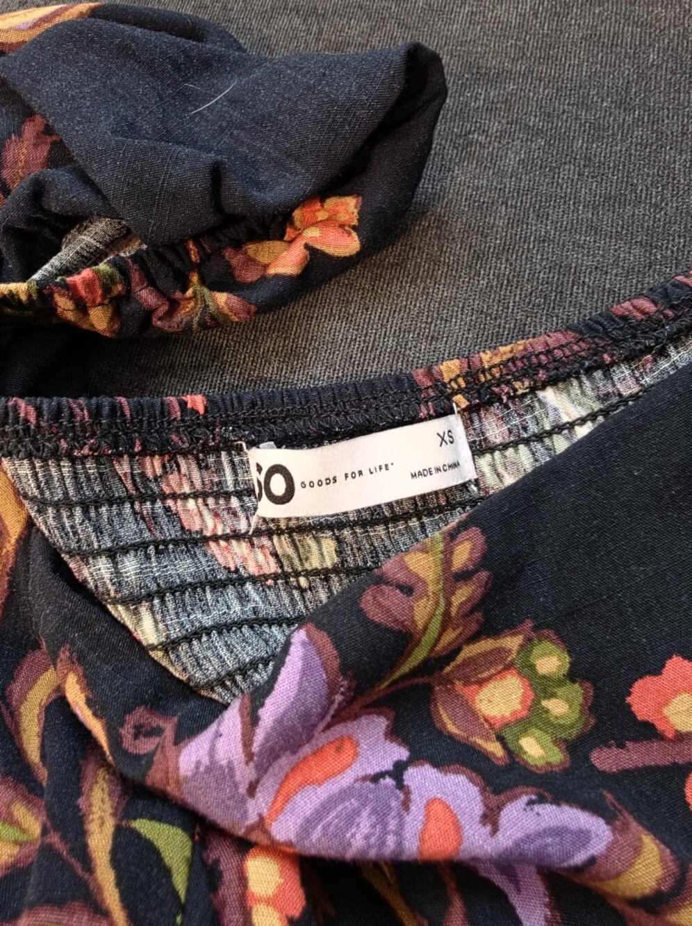 Black Floral Maxi Dress with Puff Sleeves - Picture 3 of 5